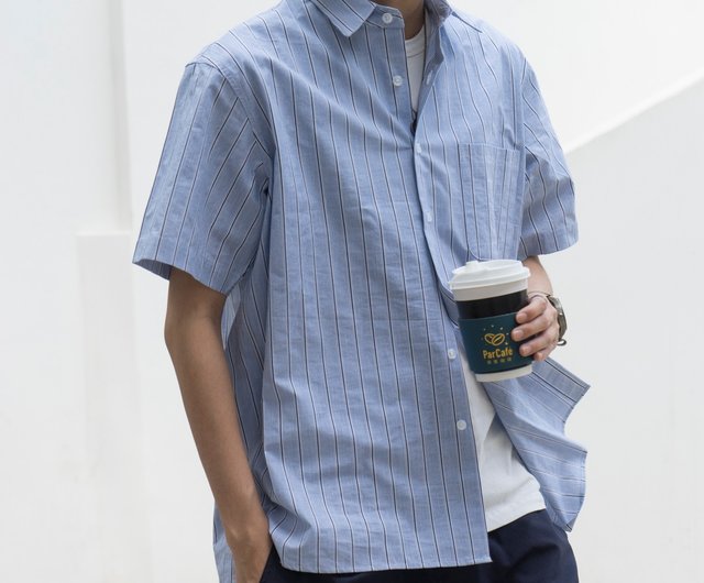 Midsummer season to wear] Stripe Short Shirt summer Japanese