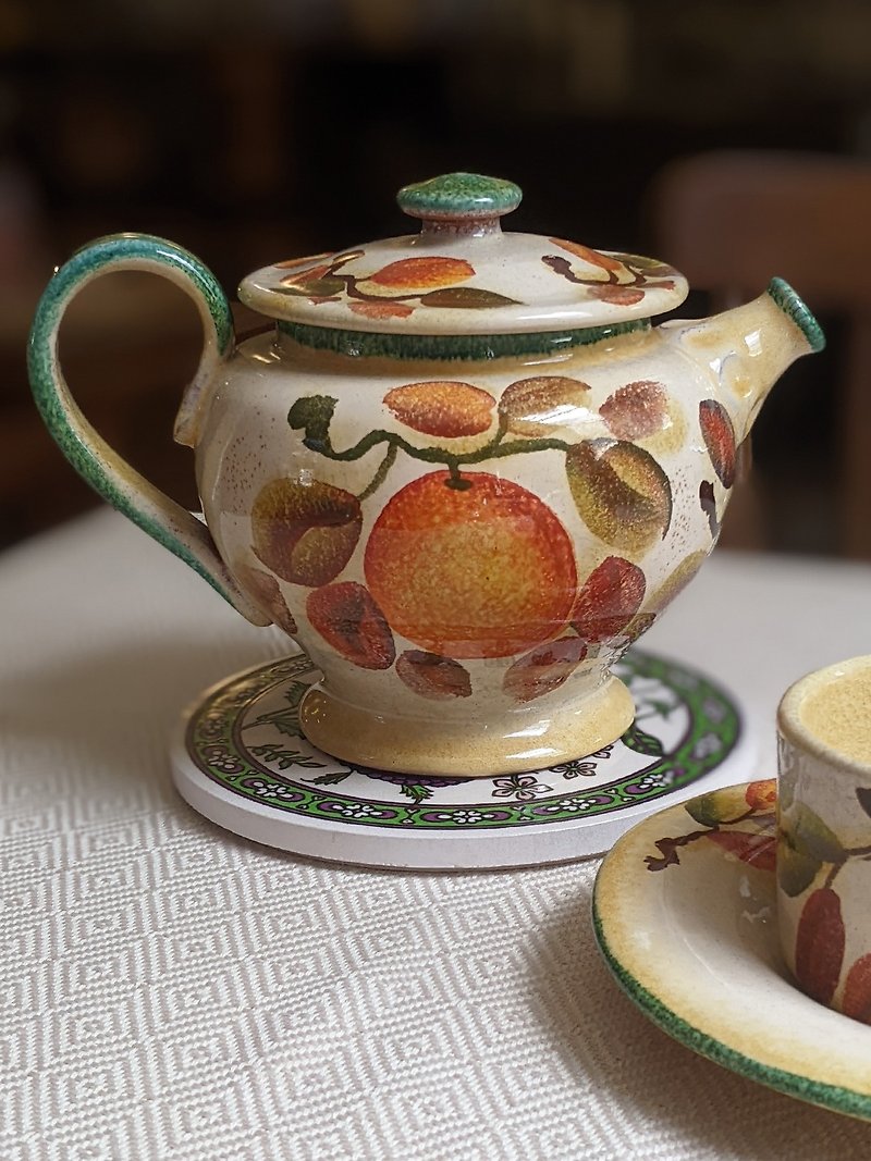 イタリアの手作り陶器-FL トラディショナル パーティー フルーツ ティーポット 1000ml - 急須・ティーカップ - 陶器 オレンジ