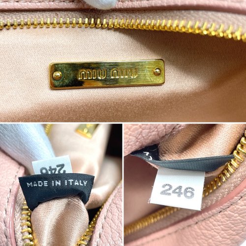 日本直送 中古美品】ミュウミュウ MIU MIU ポーチ レザー ピンク