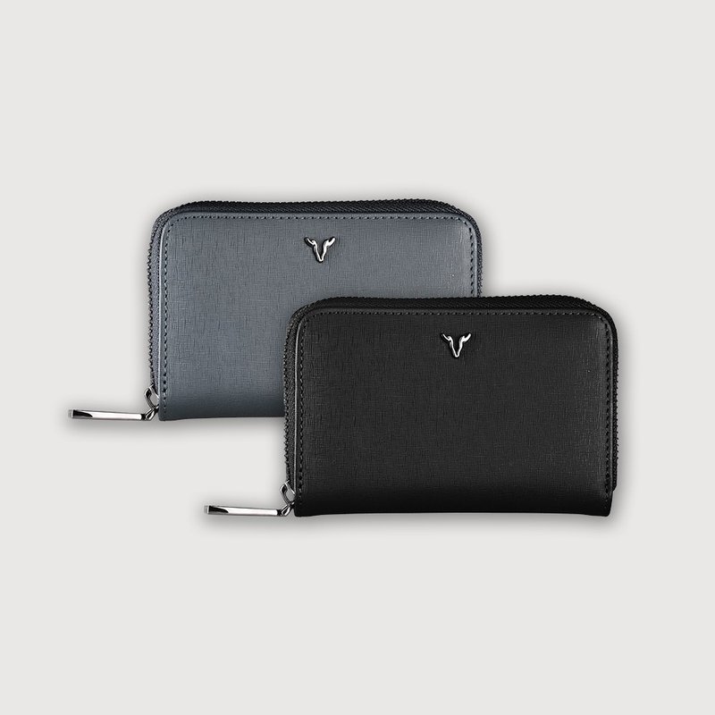 【Free Cleaning Cloth with Purchase】Adal Zipper Coin Pouch - Black/Blue/VA139W013 - กระเป๋าสตางค์ - หนังแท้ หลากหลายสี
