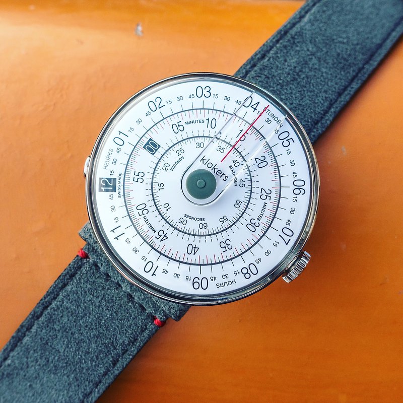 KLOK-01-D2 gray watch head + wide single-turn leather strap plus original bracelet - Men's & Unisex Watches - Other Materials Black