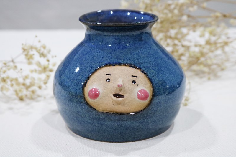 Ah Nu花瓶（大） - 花瓶・植木鉢 - 陶器 ブルー