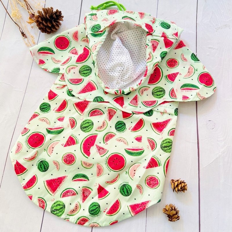 Delicious watermelon three-piece flower raincoat FM - ชุดสัตว์เลี้ยง - วัสดุอื่นๆ 