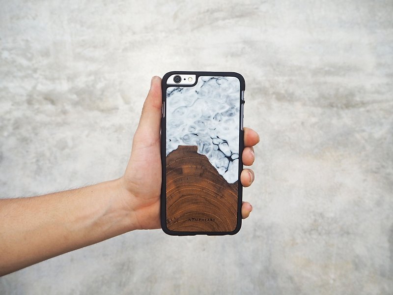 MARBLE - wooden case phone - Phone Cases - Wood White