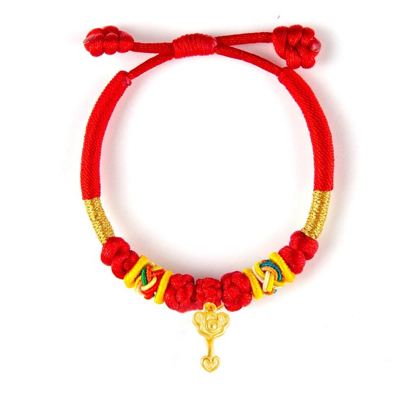 [Children's Painted Gold Jewelry] Baby Ruyi Children's Red String Bracelet weighs about 0.19 yuan (mid-month gold jewelry) - ของขวัญวันครบรอบ - ทอง 24 เค สีทอง