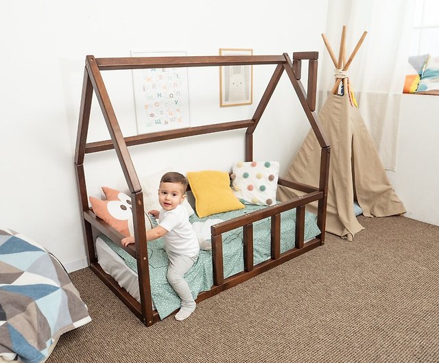 Montessori Bed Twin Frame Floor, Montessori Twin Bed With Rails