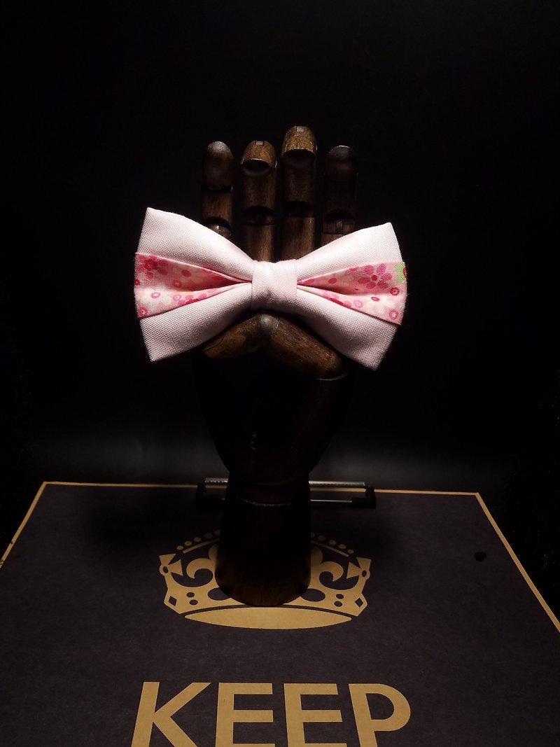 Pink Clamped Flower Tie Academic Wind Bow - Ties & Tie Clips - Cotton & Hemp Pink