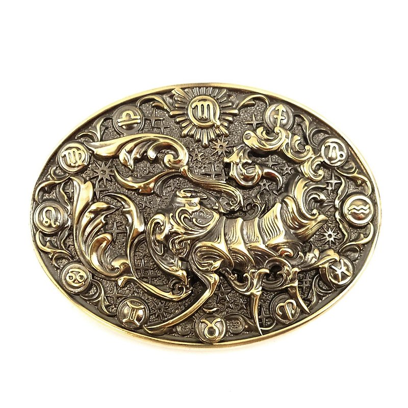 Scorpio soild brass belt buckle, Astrological Zodiac Sign belt accessory - 皮帶/腰帶 - 其他材質 金色