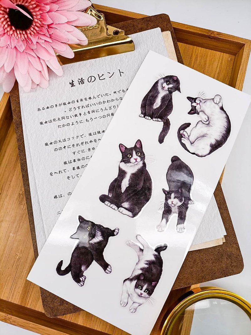 5K048_五口美 _賓士之禮_Tuxedo Cat A/Transfer Stickers - Stickers - Other Materials Multicolor