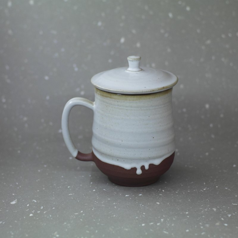 禪風 潤白 流釉蓋杯 手作陶器 - 茶壺/茶杯/茶具 - 陶 
