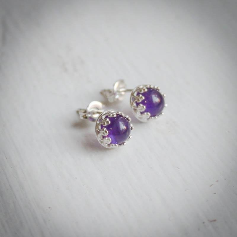 軟糖蕾絲耳釘-紫水晶 - 耳環/耳夾 - 其他金屬 紫色