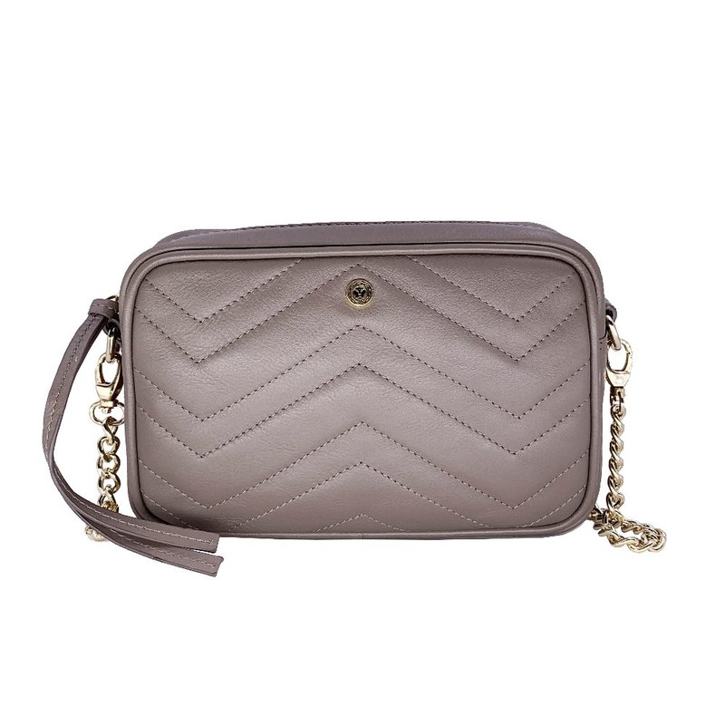 CROSS 数量限定1割引き プレミアムカーフレザー シェブロン柄ジップショルダーバッグ グレー 新品同様の直営店展示品 - トートバッグ・ハンドバッグ - 革 グレー