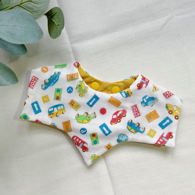 Eight-ply gauze star-shaped bicycle illustration, bib bag, saliva towel - Bibs - Cotton & Hemp Yellow