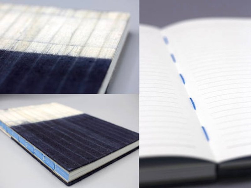 Handmade lined journal-notebook with Hmong Indigo dyed cotton fabric cover A5 size (NB0001) - สมุดบันทึก/สมุดปฏิทิน - ผ้าไหม 