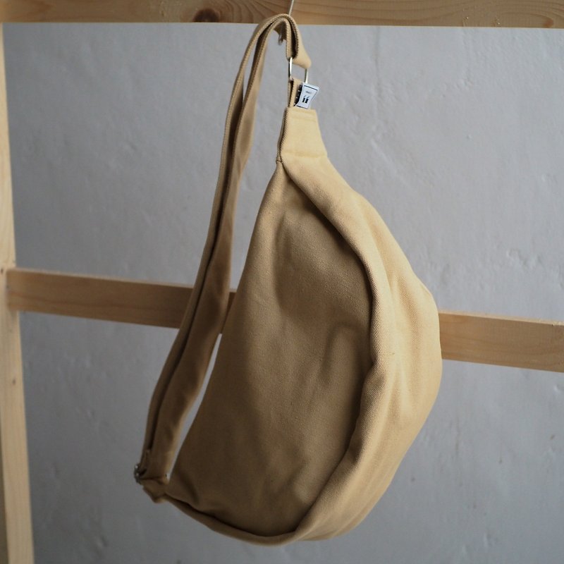 MUSTARD TOP BAG - กระเป๋าแมสเซนเจอร์ - ผ้าฝ้าย/ผ้าลินิน สีเหลือง
