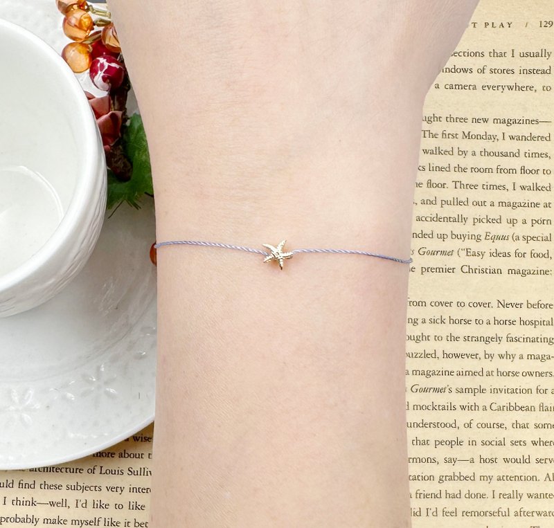 鍍金 迷你 海星 海洋 度假 許願 手練 紅繩 紅線 幸福線 天空藍 - 手鍊/手環 - 其他金屬 藍色