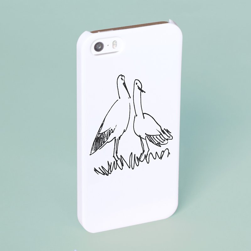 仲良しコウノトリ スマホケース 白 機種選べます コウノトリ トリ 鳥 こうのとり 鸛 巣 鳥の巣 Xperia iPhone Android - スマホケース - プラスチック ホワイト