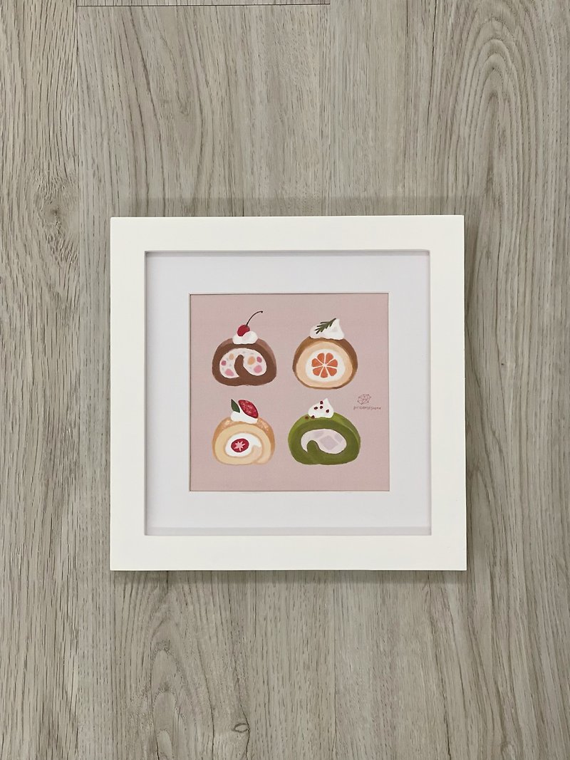 //Fruit Brioche Rolls// Illustrated Hanging Paintings/Framed - Picture Frames - Wood Orange