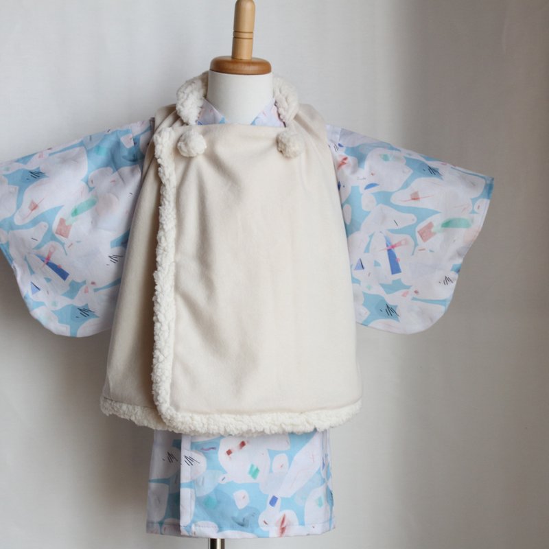 80【Casual KIMONO】cute and fluffy overcoat  parallel blue  80 size KIMONO - Kids' Dresses - Cotton & Hemp 