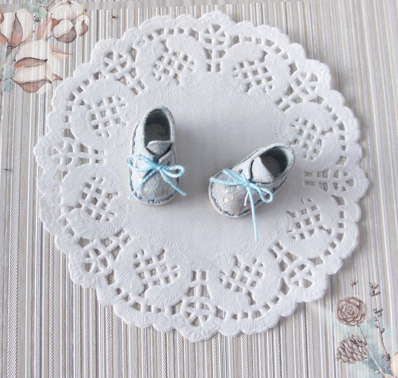 Boots for Blythe doll blue color, Handmade shoes with shoelace for Blythe - 公仔/玩偶 - 真皮 