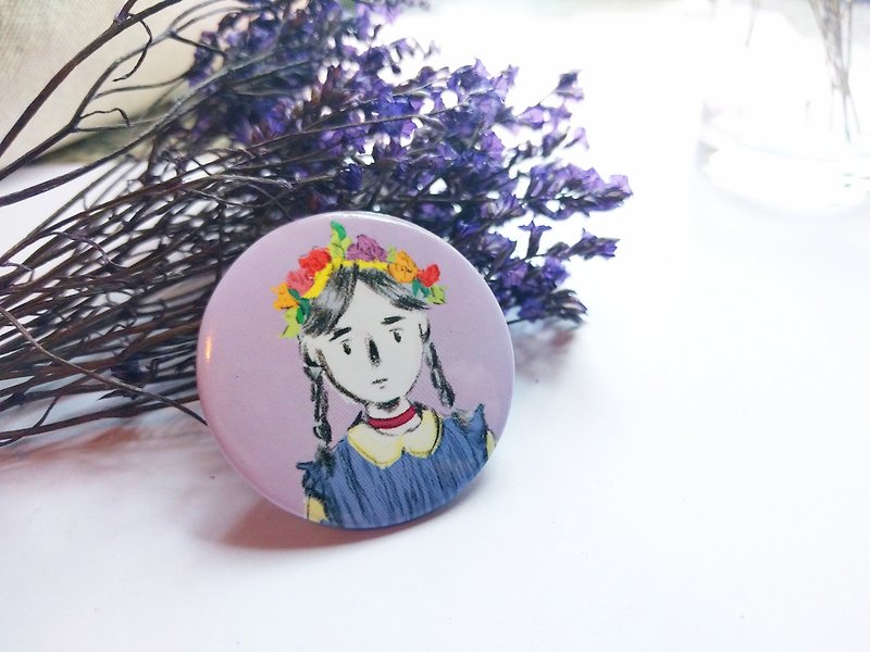 Floral Crown Girl Badge - Badges & Pins - Plastic Purple