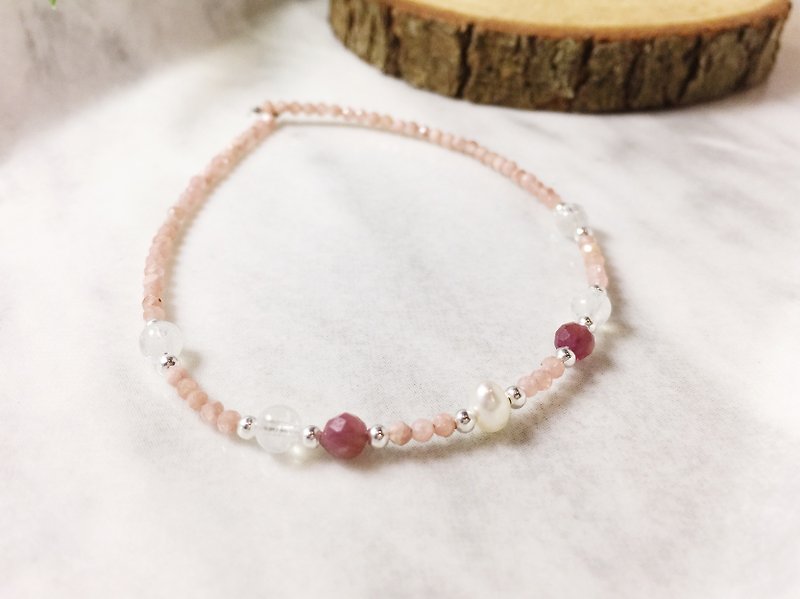 MH sterling silver natural stone elegant series_玫瑰花园_菱锰矿 - Bracelets - Crystal Pink