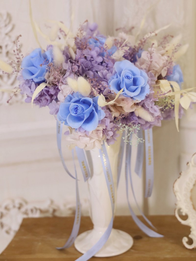藍紫色永生花束 新娘捧花 分束捧花 - 乾燥花/永生花 - 植物．花 藍色