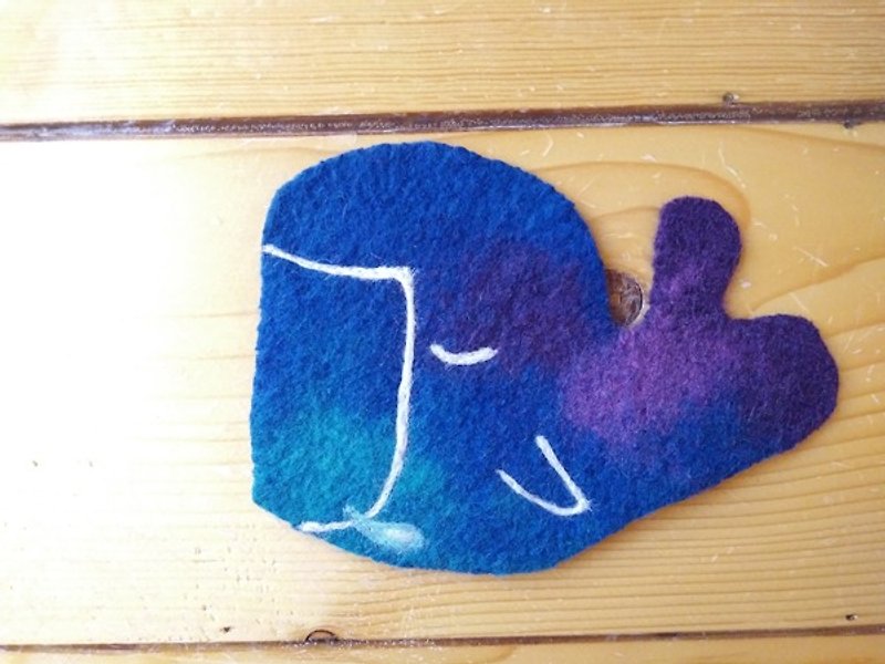 Daily の hand-made ri [sorry .. this coaster only will this one!] Ultra texture animal Star coasters - whale mouth - Coasters - Wool Blue