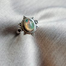 クラシック オパール リング - スターリング シルバー -石- オパール