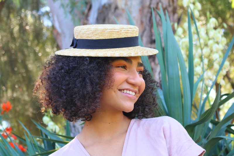 Straw hat headpiece Vivien Vivien - Hats & Caps - Other Materials Khaki