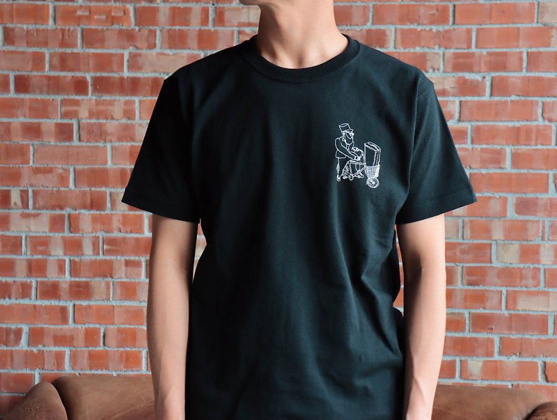 【TRAVEL & TEA】T-shirt-cycling - เสื้อยืดผู้ชาย - ผ้าฝ้าย/ผ้าลินิน 