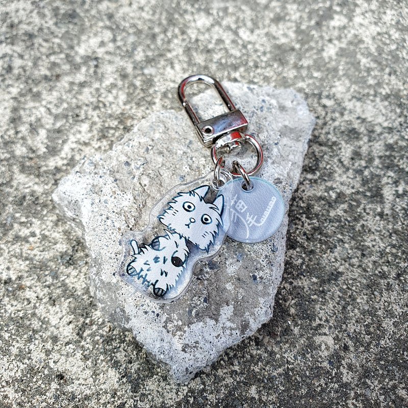 Nami Acrylic pendant keychain airpods zipper extension / gray Xiaoyang gray cat - ที่ห้อยกุญแจ - อะคริลิค สีเทา