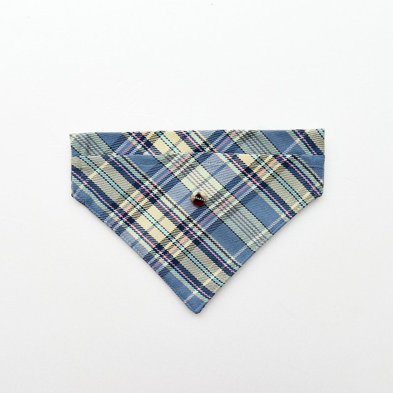 Handmade Tartan/ Plaid Pet Collar Accessory - Scarf / Bib - Sky Blue【ZAZAZOO】 - Collars & Leashes - Cotton & Hemp 