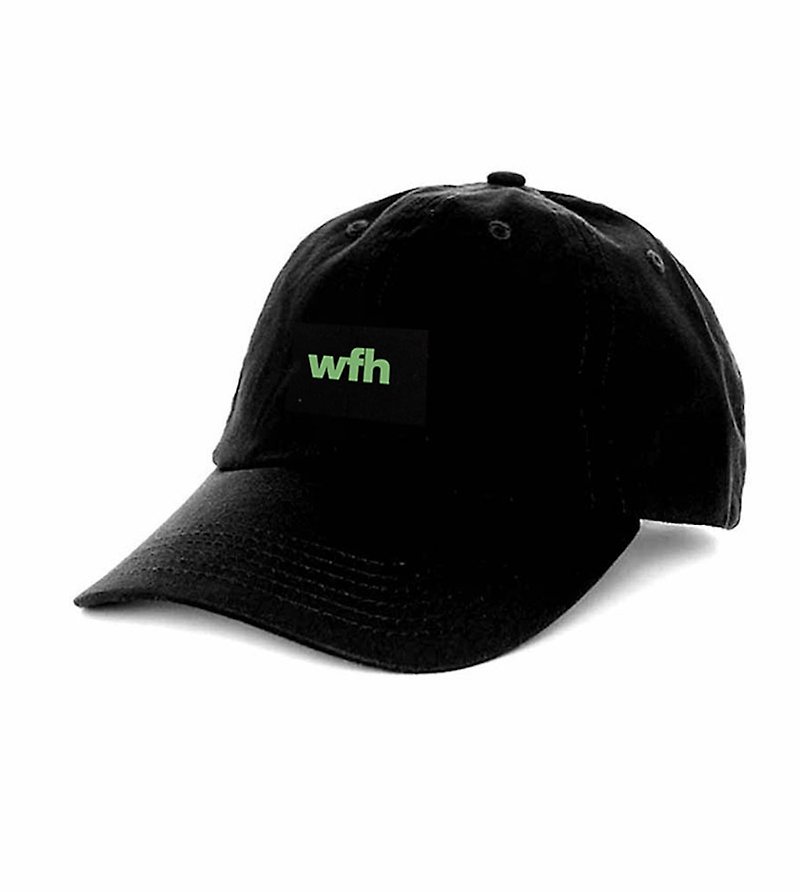 Work From Home (WFH) Dad Cap in Black - หมวก - ผ้าฝ้าย/ผ้าลินิน สีดำ
