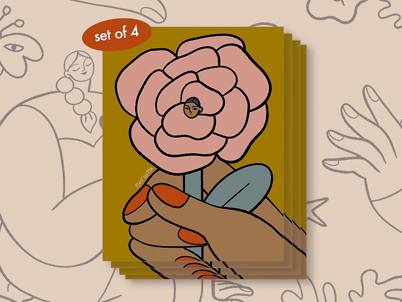 It Just Blooms (Tan) Postcard set of 4