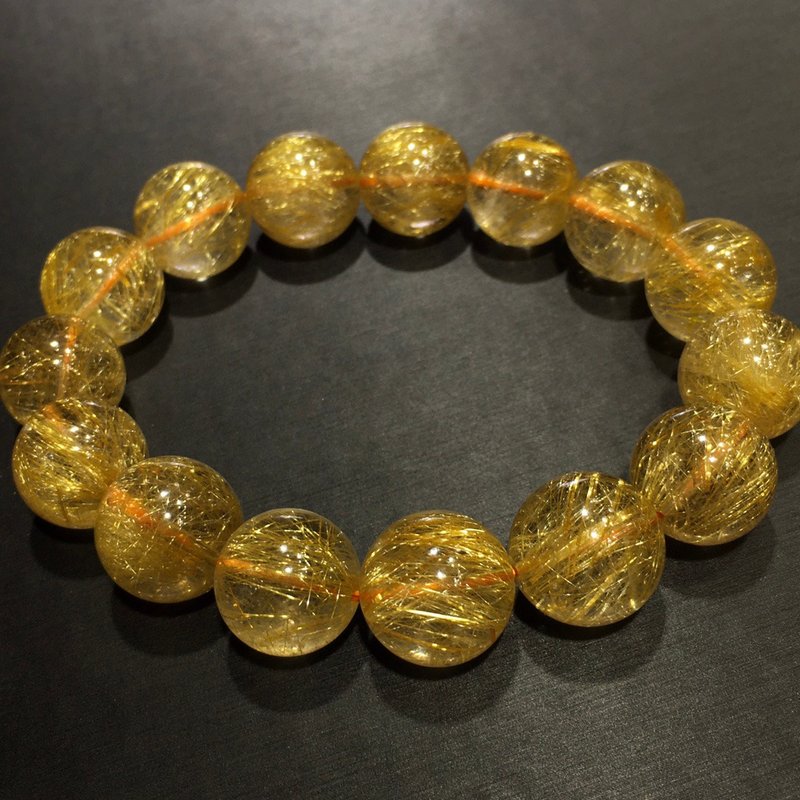 收藏級 大顆霸氣十足 純天然巴西進口鈦晶發手鏈 粗絲硬髮 - 手鍊/手環 - 玉石 