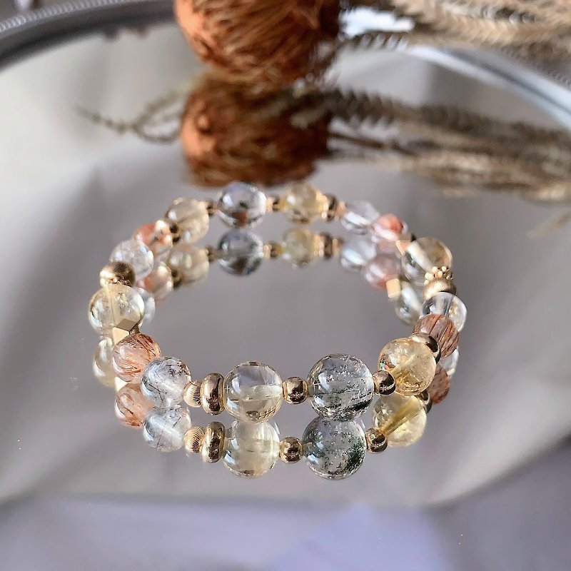 Jinmai Tianyuan/14K gold-filled natural crystal energy bracelet/customized gift - สร้อยข้อมือ - คริสตัล 