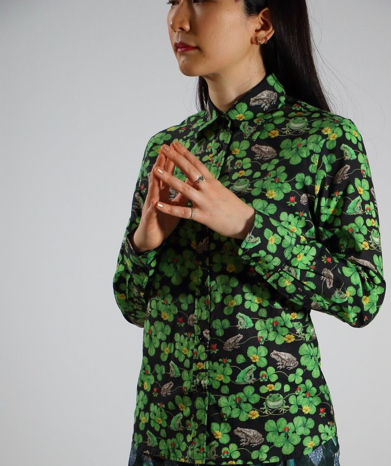 アマガエルシャツ - 女襯衫 - 棉．麻 