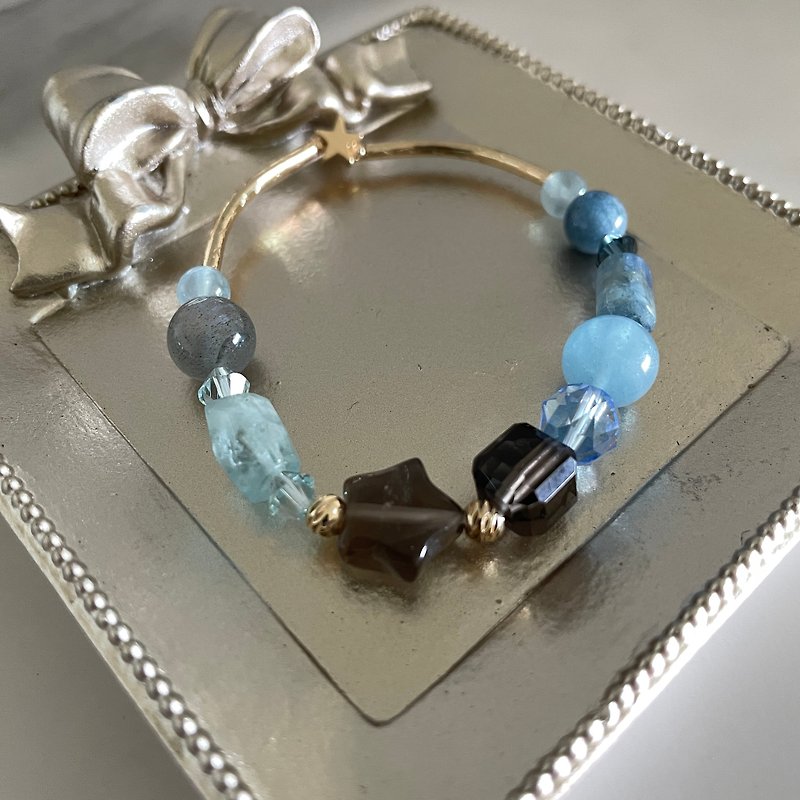 [Career Communication Leadership] Blue Crystal Aquamarine Devil Aquamarine Labradorite Citrine Bracelet - สร้อยข้อมือ - คริสตัล 