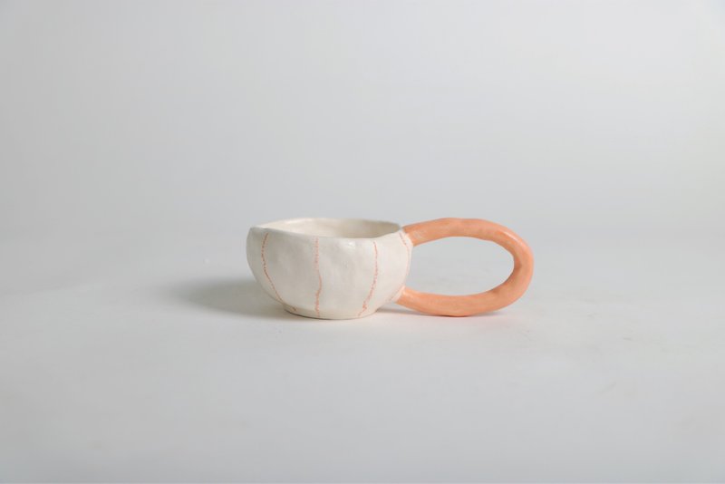 /Naughty ears/ Hand-squeezed ceramic cup - Mugs - Pottery Orange