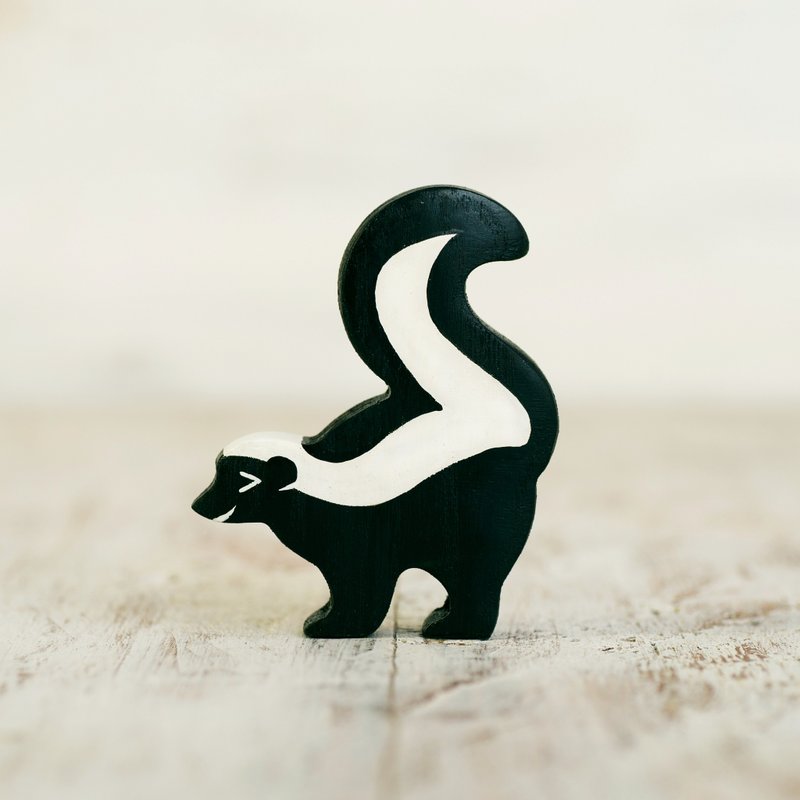 Wooden toy Skunk figurine Wild animals Wildlife animals - Kids' Toys - Eco-Friendly Materials Black