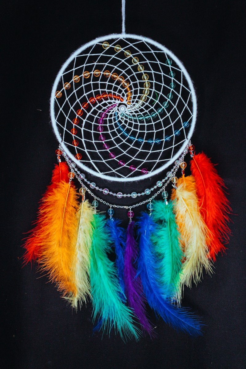 Handmade Dreamcatcher - 【Beads Swirl - Rainbow】 - ตกแต่งผนัง - วัสดุอื่นๆ หลากหลายสี