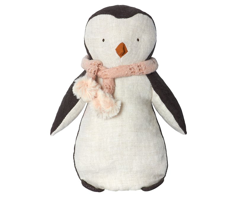 即將完售 冰原朋友-企鵝小女孩 - 公仔模型 - 棉．麻 白色