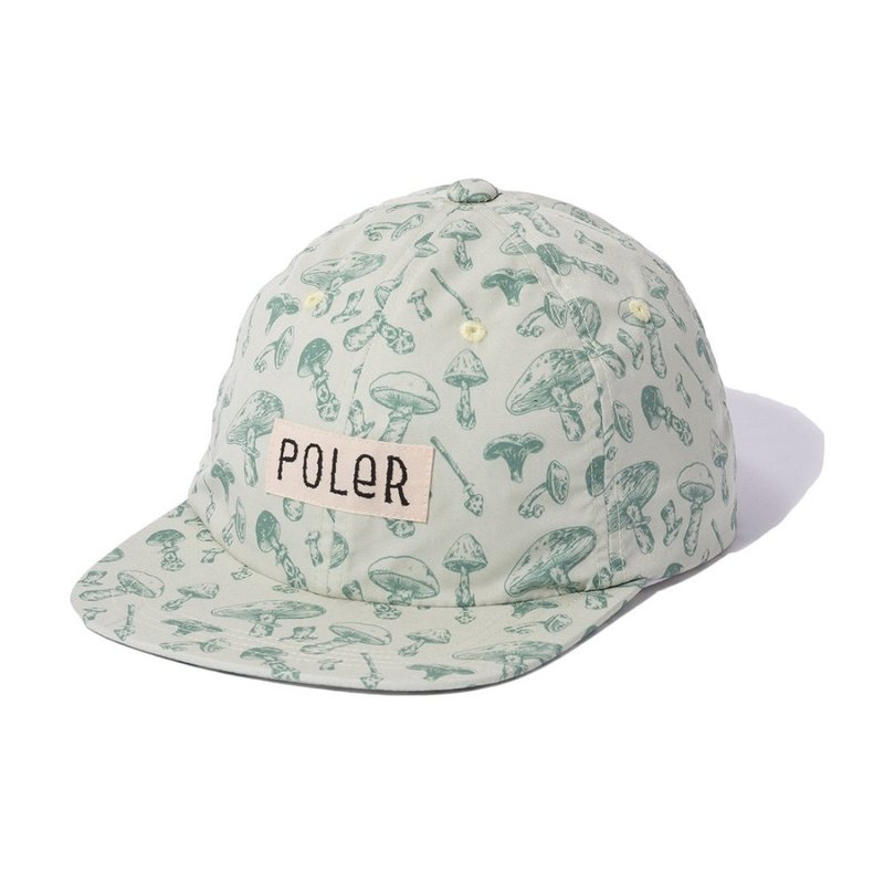日本限定 POLER ALL OVER 6P CAP 六片帽 / 蘑菇白 - 帽子 - 聚酯纖維 白色