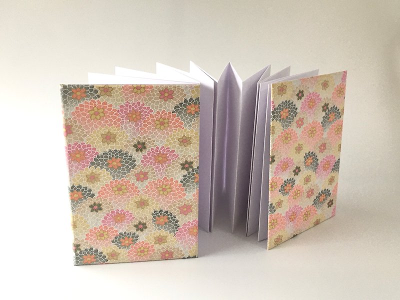 Accordion shape notebook, Red stamp book, Chiyogami journal, Guestbook - Notebooks & Journals - Paper Pink