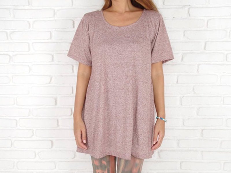 Simple A-line tunic <Brown Pink> - Women's Tops - Other Materials Pink