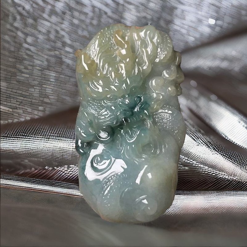 Three-color jadeite carved dragon medal | Natural Burmese jadeite A goods | Gifts - อื่นๆ - หยก หลากหลายสี