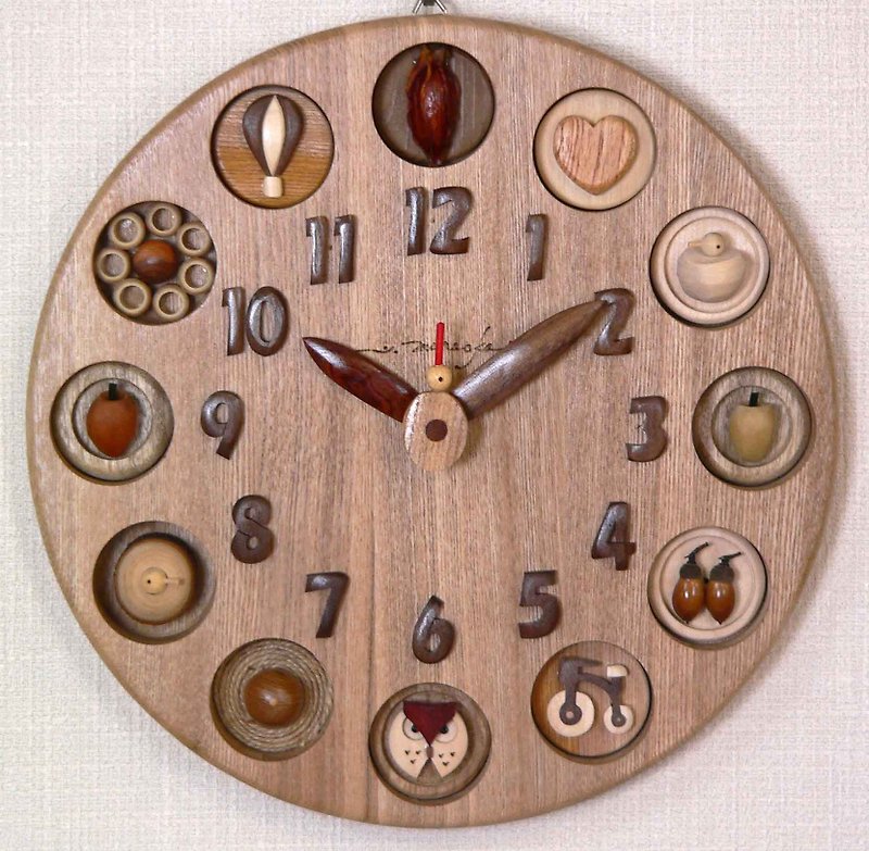 時計　サークル30　タモ - 時計 - 木製 ゴールド