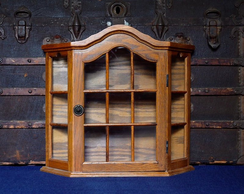 Antique English Oak Glass Cabinet - Storage - Wood 