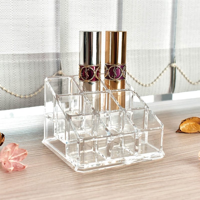 Clear Acrylic 9 Space Lipstick Holder - กล่องเก็บของ - อะคริลิค สีใส